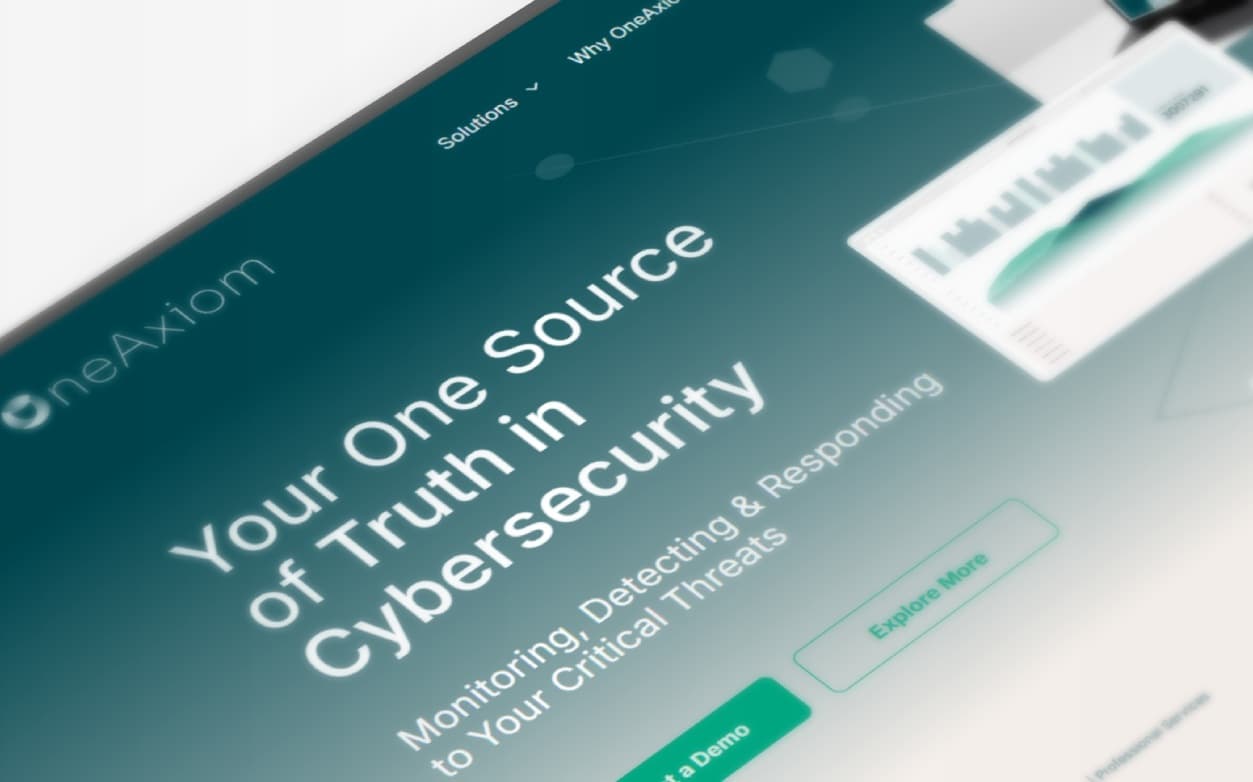 OneAxiom cybersecurity dashboard on a tablet